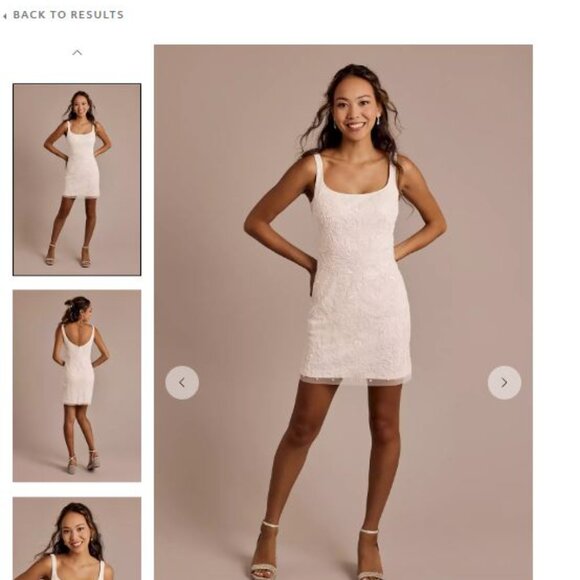 DB Studio Beaded Square Neck Mini Dress – Soft White, Size 10 - Picture 1 of 6